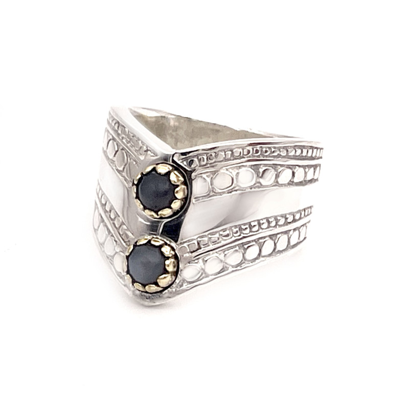 JALAN JALAN Bague J872 Pierre de Lune noire