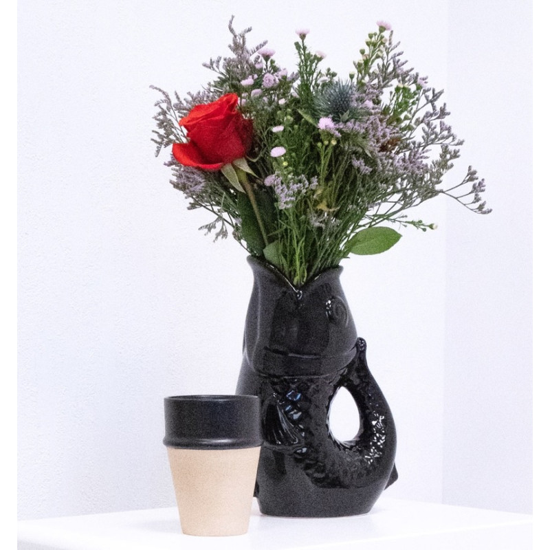 OPJET vase/carafe POISSON noir