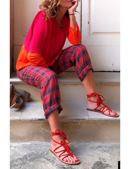 LOVE AND LET DYE Pantalon SKYE CHECK PINK