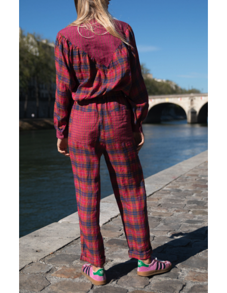 LOVE AND LET DYE Pantalon SKYE CHECK PINK