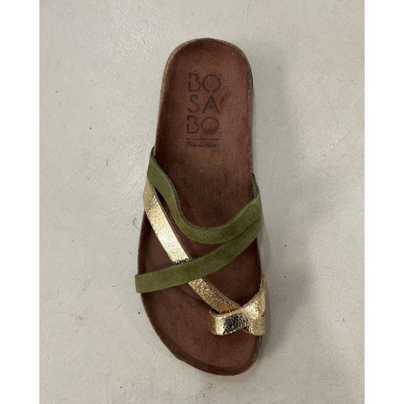 BOSABO sandales LILA kaki/gold