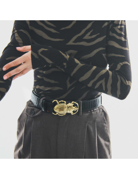 CLARIS VIROT Ceinture Python Noir
