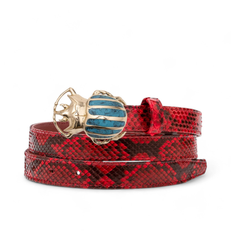 CLARIS VIROT Ceinture BABY PYTHON RUBIS