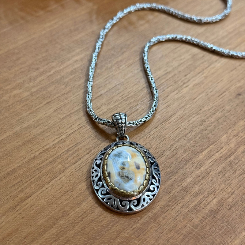 JALAN JALAN Pendentif Argent et Jaspe Ocean 2347