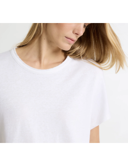 MAJESTIC FILATURES T-Shirt Blanc Lin et Coton