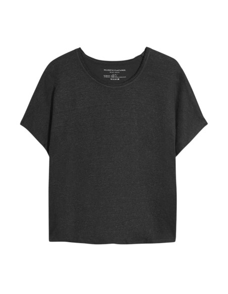 MAJESTIC FILATURES T-Shirt Noir Lin et Coton