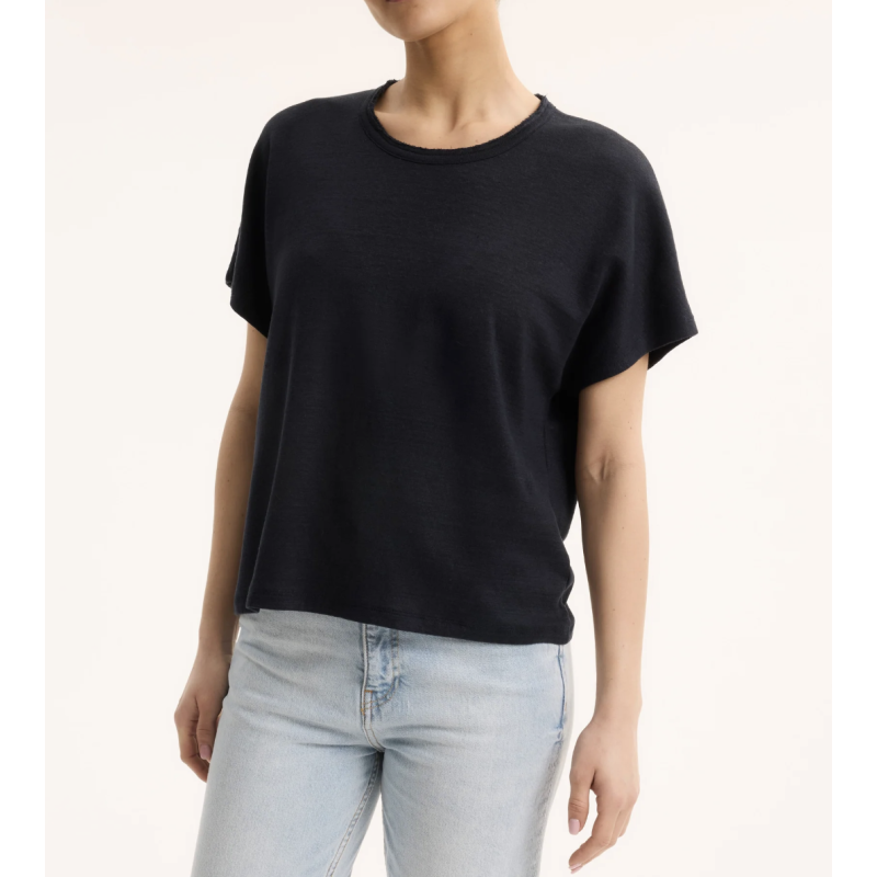 MAJESTIC FILATURES T-Shirt Noir Lin et Coton