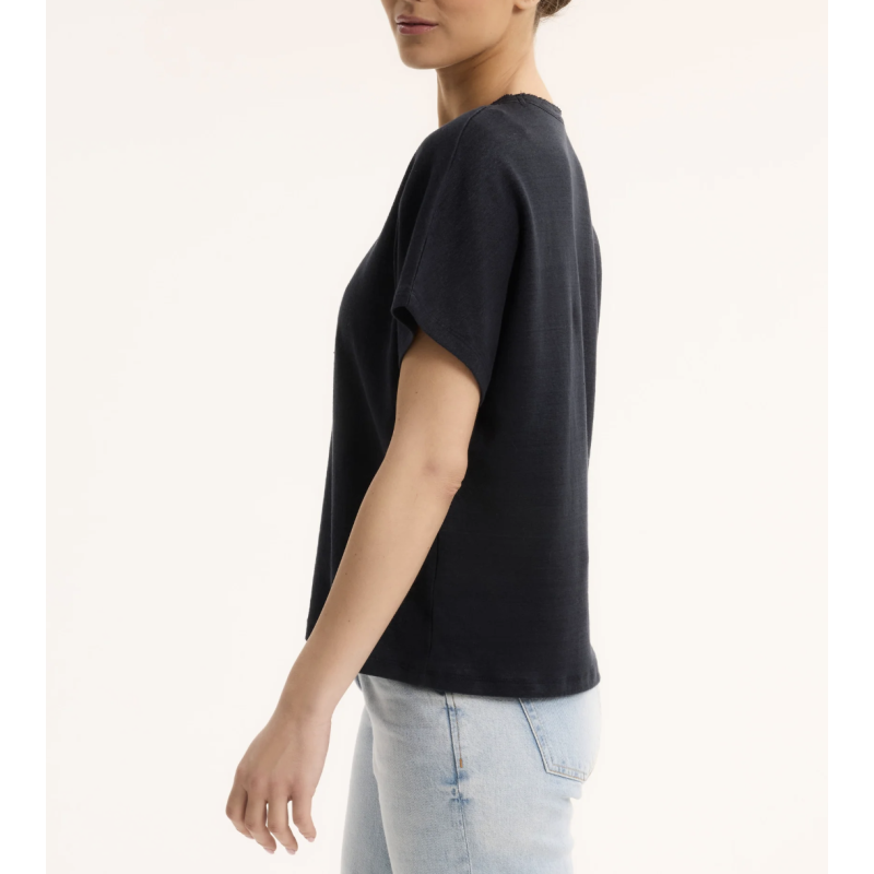 MAJESTIC FILATURES T-Shirt Noir Lin et Coton