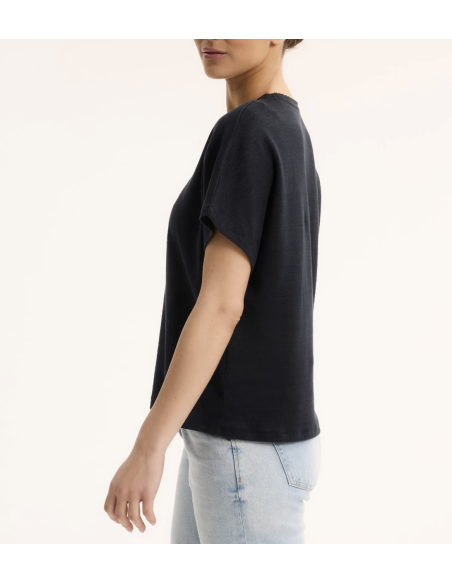 MAJESTIC FILATURES T-Shirt Noir Lin et Coton