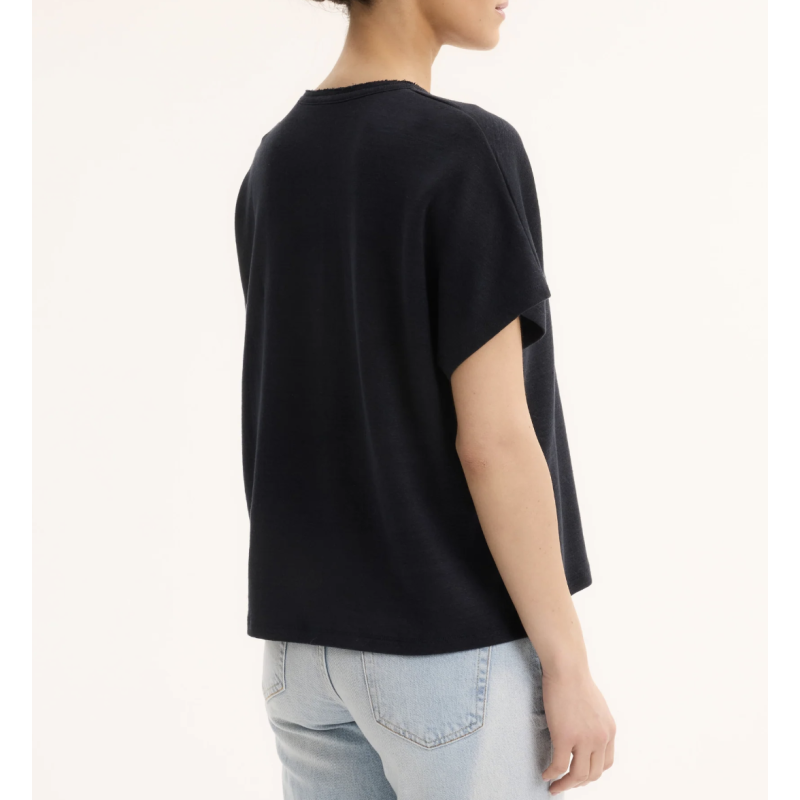 MAJESTIC FILATURES T-Shirt Noir Lin et Coton