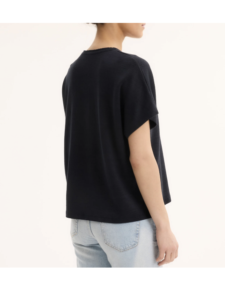 MAJESTIC FILATURES T-Shirt Noir Lin et Coton
