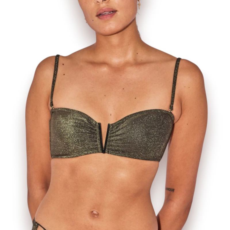 BELIZA Haut de Maillot SHIRAZ Lurex Noir