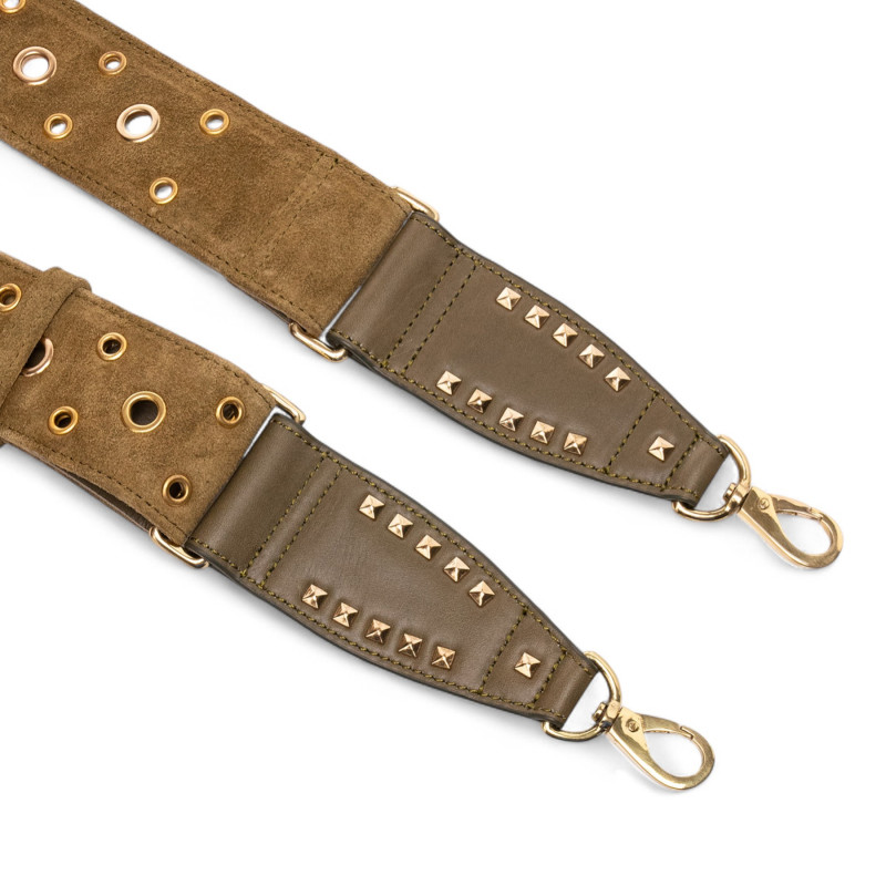 CLARIS VIROT Bandoulière Veau Velours Olive