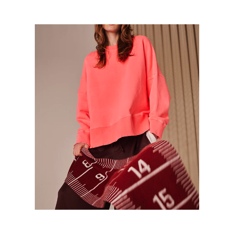 LIV BERGEN Sweatshirt DISTRESSED Corail Néon