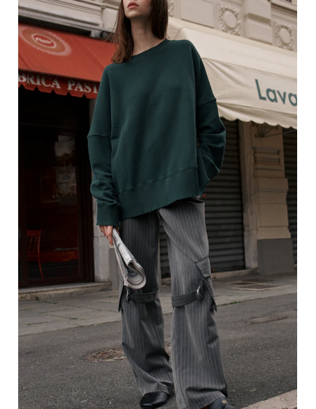 LIV BERGEN Sweatshirt DISTRESSED Vert Bouteille