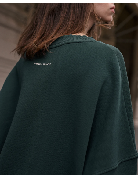 LIV BERGEN Sweatshirt DISTRESSED Vert Bouteille
