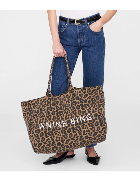 ANINE BING Sac LEO CANVAS TOTE