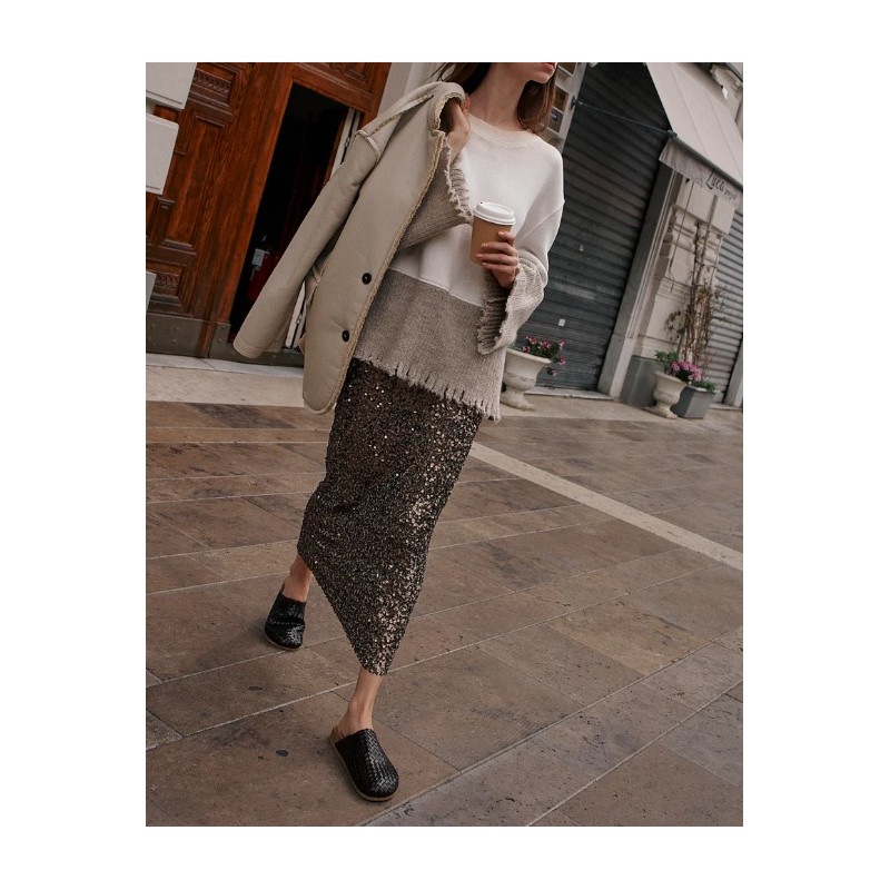 LIV BERGEN Jupe NY SEQUINS Platin