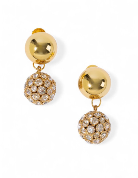 PEARL OCTOPUSSY bo CRYSTAL SPHERE STUDS