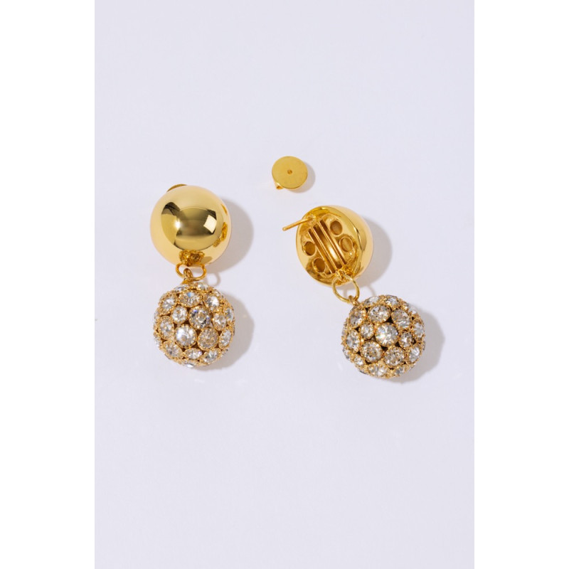 PEARL OCTOPUSSY bo CRYSTAL SPHERE STUDS