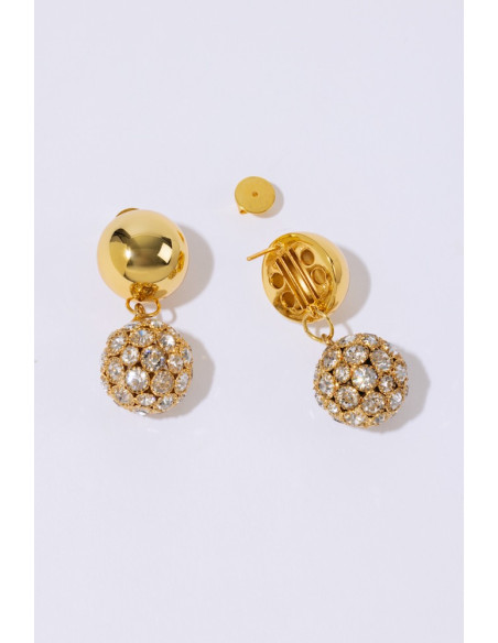 PEARL OCTOPUSSY bo CRYSTAL SPHERE STUDS
