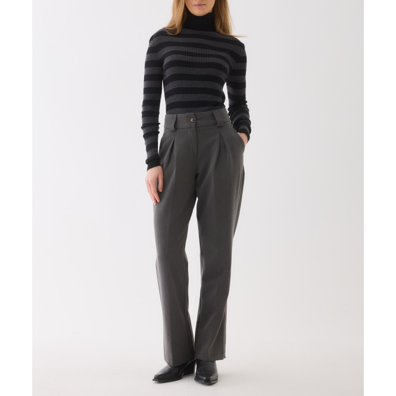 MAJESTIC FILATURES Pull Col roulé rayé