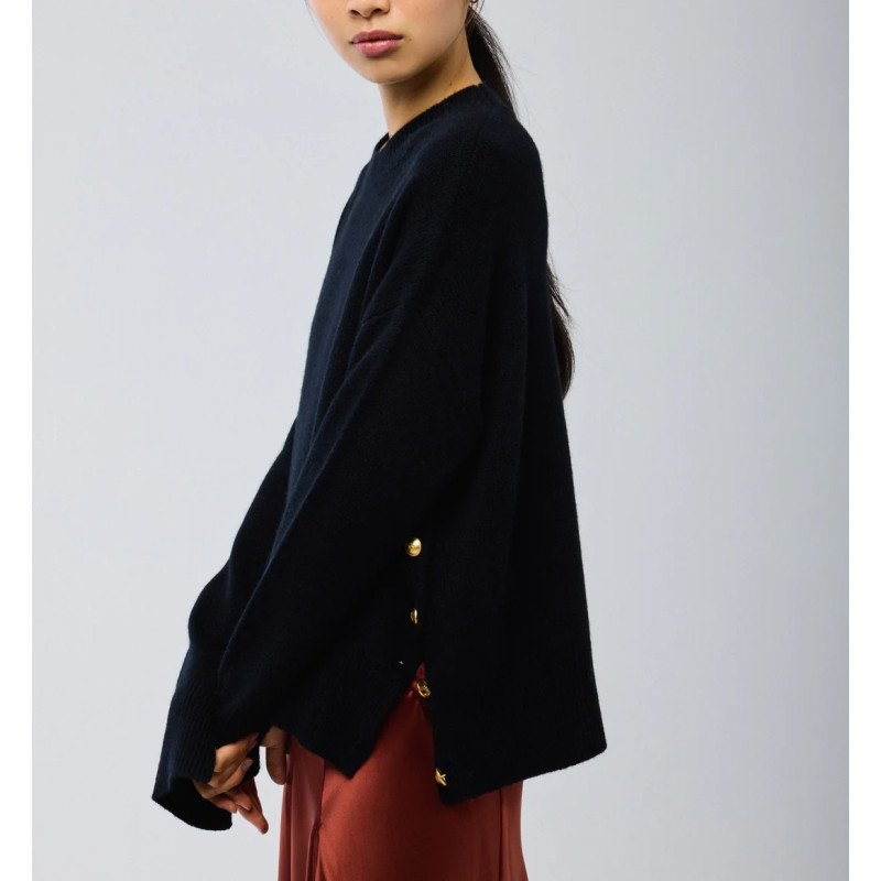 MAJESTIC FILATURES Pull Noir Col Rond