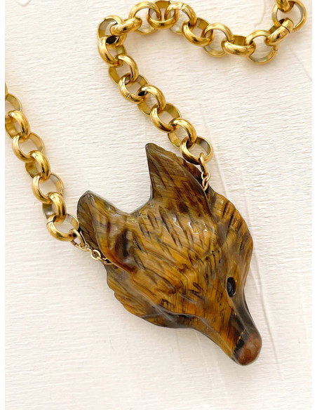 MAISON 91 Collier ROCH Oeil de Tigre