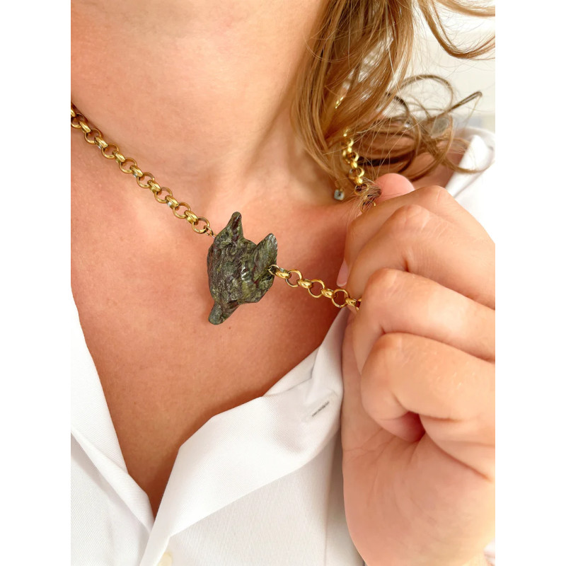 MAISON 91 Collier ROCH Jaspe sang de dragon