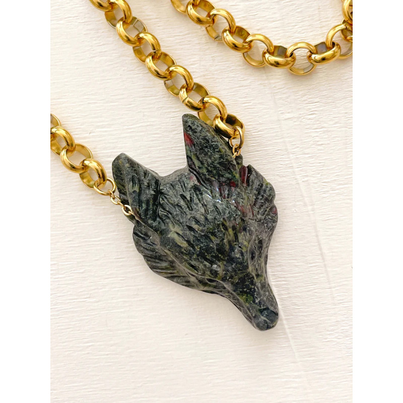 MAISON 91 Collier ROCH Jaspe sang de dragon