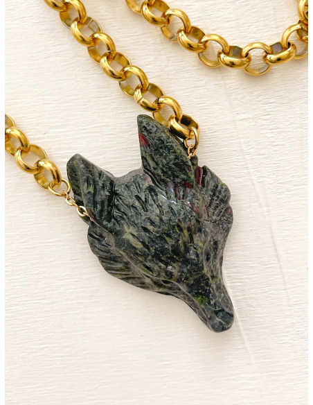 MAISON 91 Collier ROCH Jaspe sang de dragon