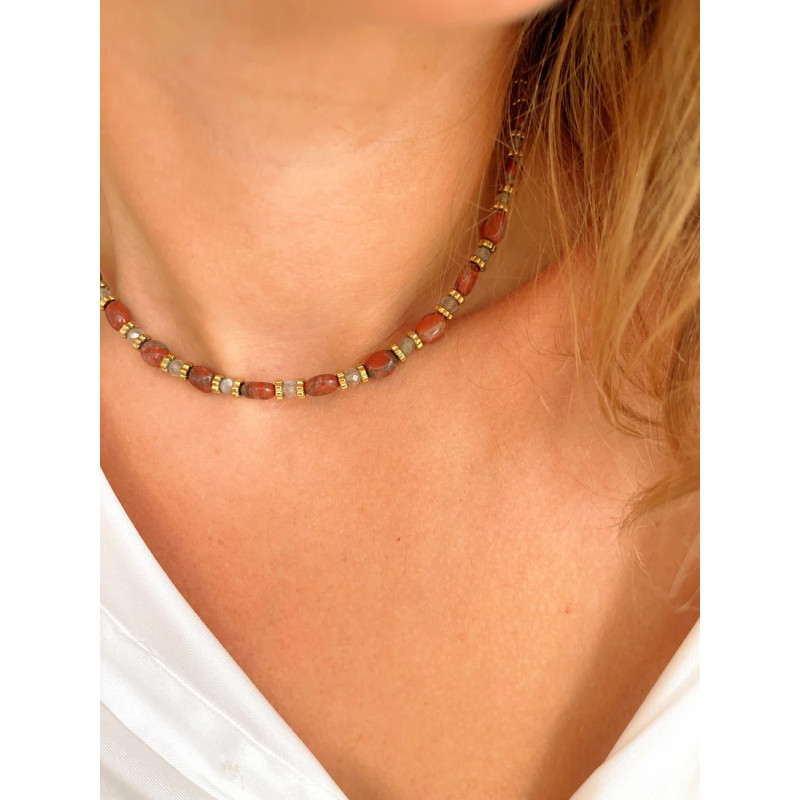MAISON 91 Collier TALINE Jaspe rouge