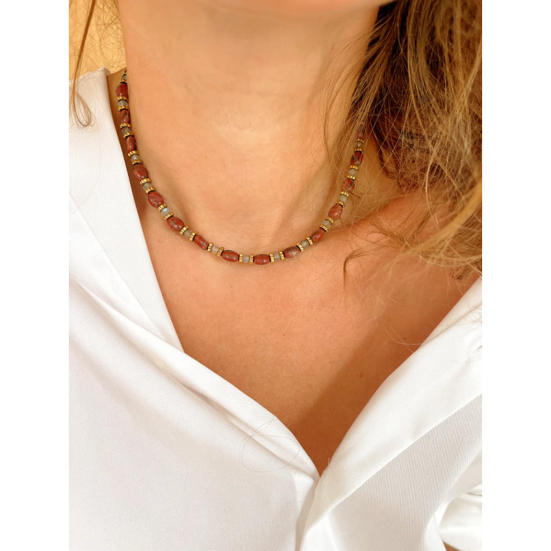 MAISON 91 Collier TALINE Jaspe rouge