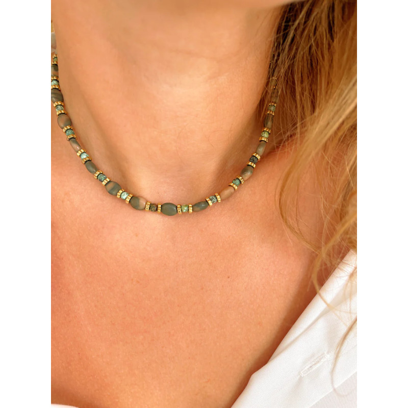 MAISON 91 Collier TALINE Jaspe Zèbre