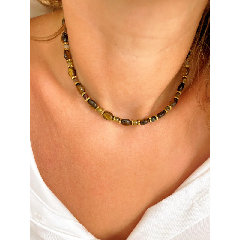 MAISON 91 Collier TALINE Oeil de tigre