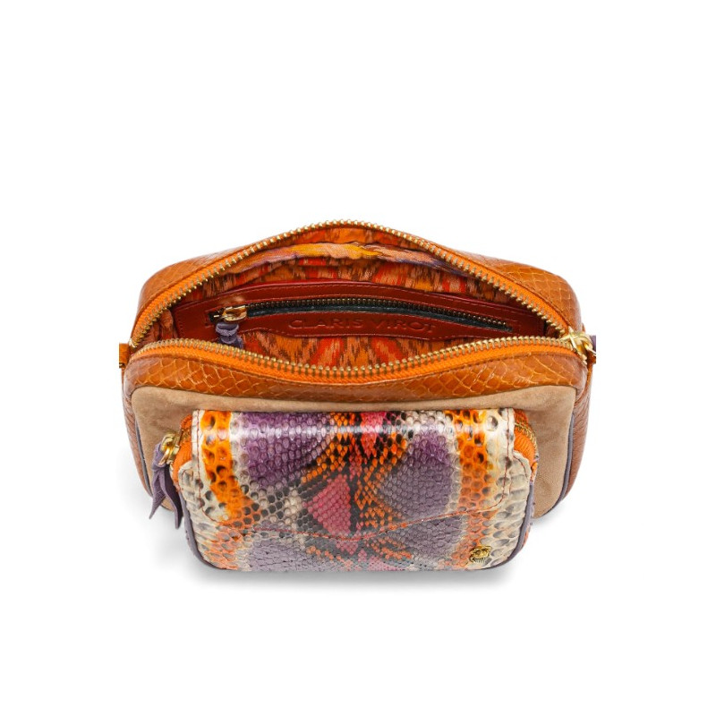 CLARIS VIROT Sac CHARLY Python Rosavande