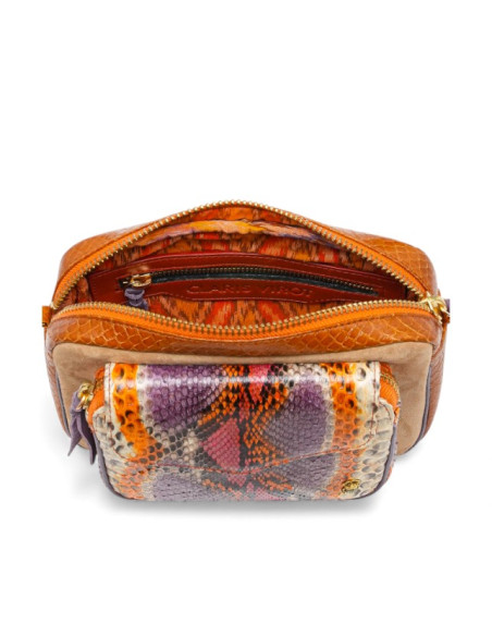 CLARIS VIROT Sac CHARLY Python Rosavande