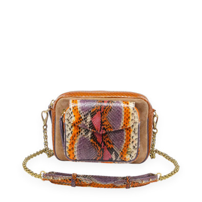 CLARIS VIROT Sac CHARLY Python Rosavande