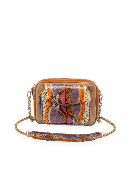 CLARIS VIROT Sac CHARLY Python Rosavande