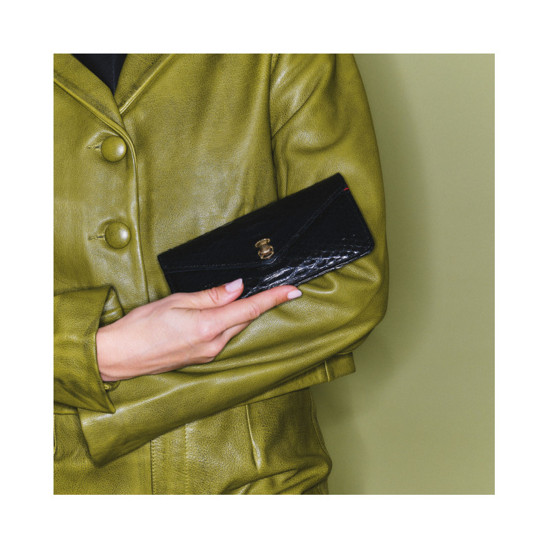 CLARIS VIROT Portefeuille ALEX LONG Python noir