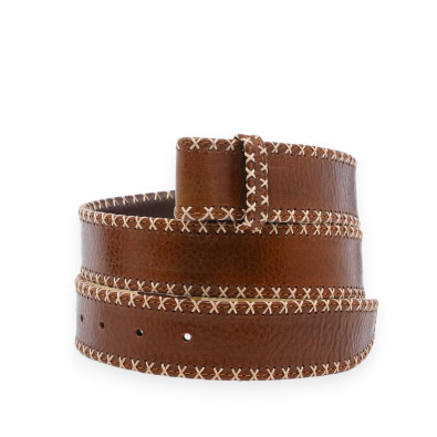 CLARIS VIROT Ceinture Cuir Tabac