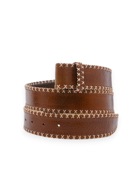 CLARIS VIROT Ceinture Cuir Tabac