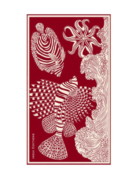 INOUÏ EDITIONS Serviette de Plage POSEÏDON Rouge