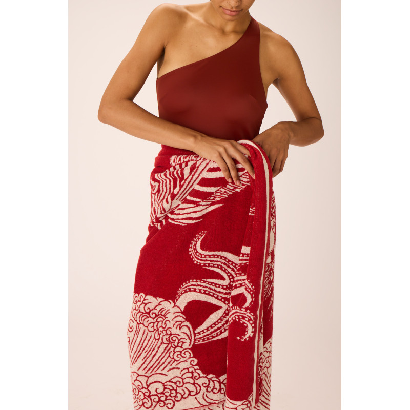INOUÏ EDITIONS Serviette de Plage POSEÏDON Rouge