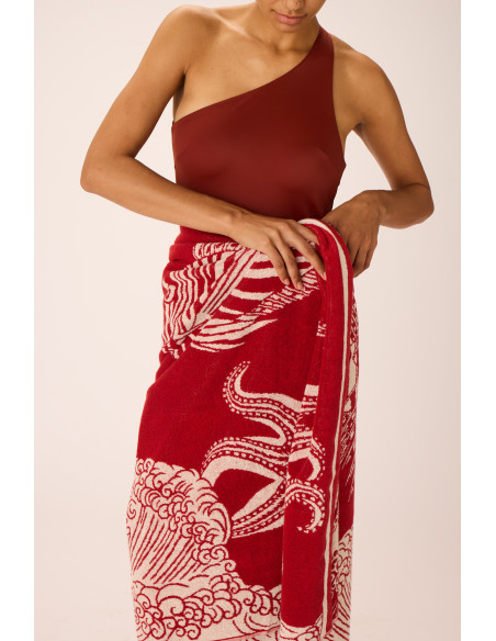 INOUÏ EDITIONS Serviette de Plage POSEÏDON Rouge