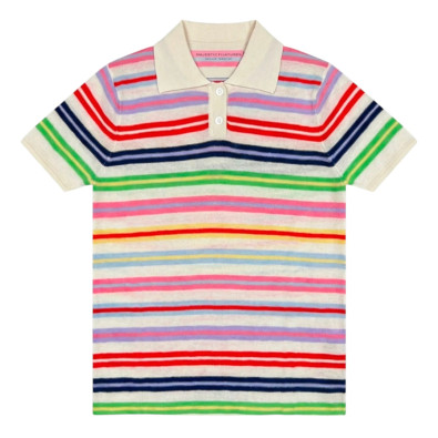 MAJESTIC FILATURES Polo Rayé Milk en Cachemire