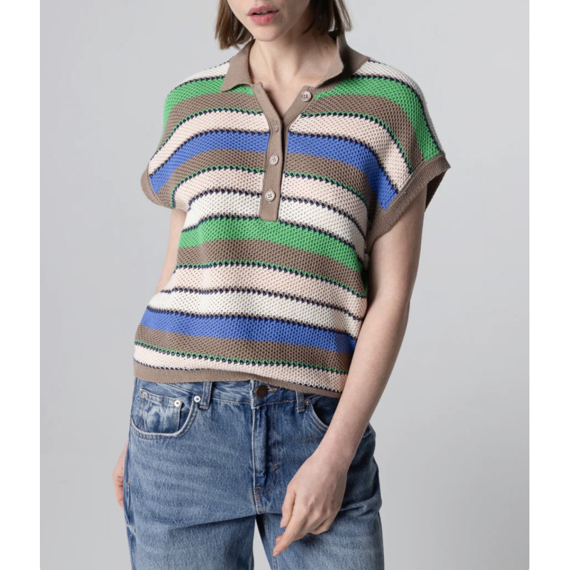 MAJESTIC FILATURES Polo Rayé Multicolore