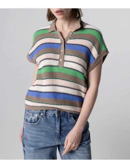 MAJESTIC FILATURES Polo Rayé Multicolore