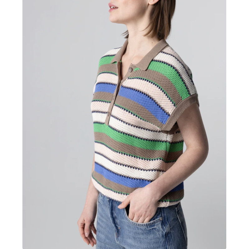 MAJESTIC FILATURES Polo Rayé Multicolore