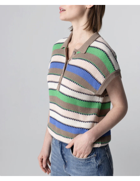 MAJESTIC FILATURES Polo Rayé Multicolore